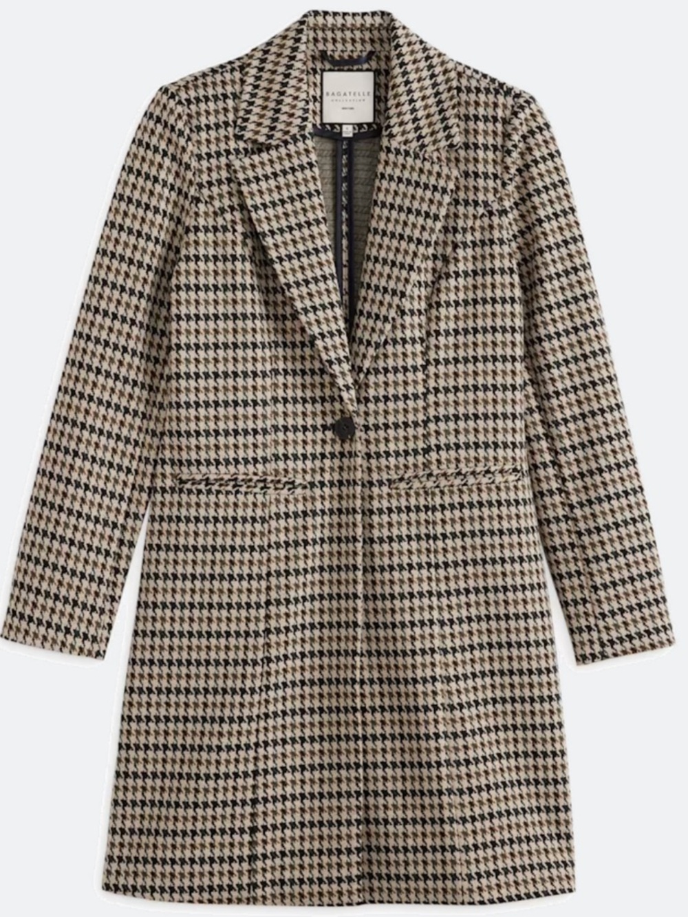 Bagatelle Knit Jacquard Longline Coat | Houndstooth